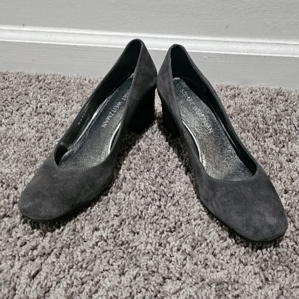 Stuart Weitzman Marymid Suede Mid Heel Pump Slate shoes size 6.5